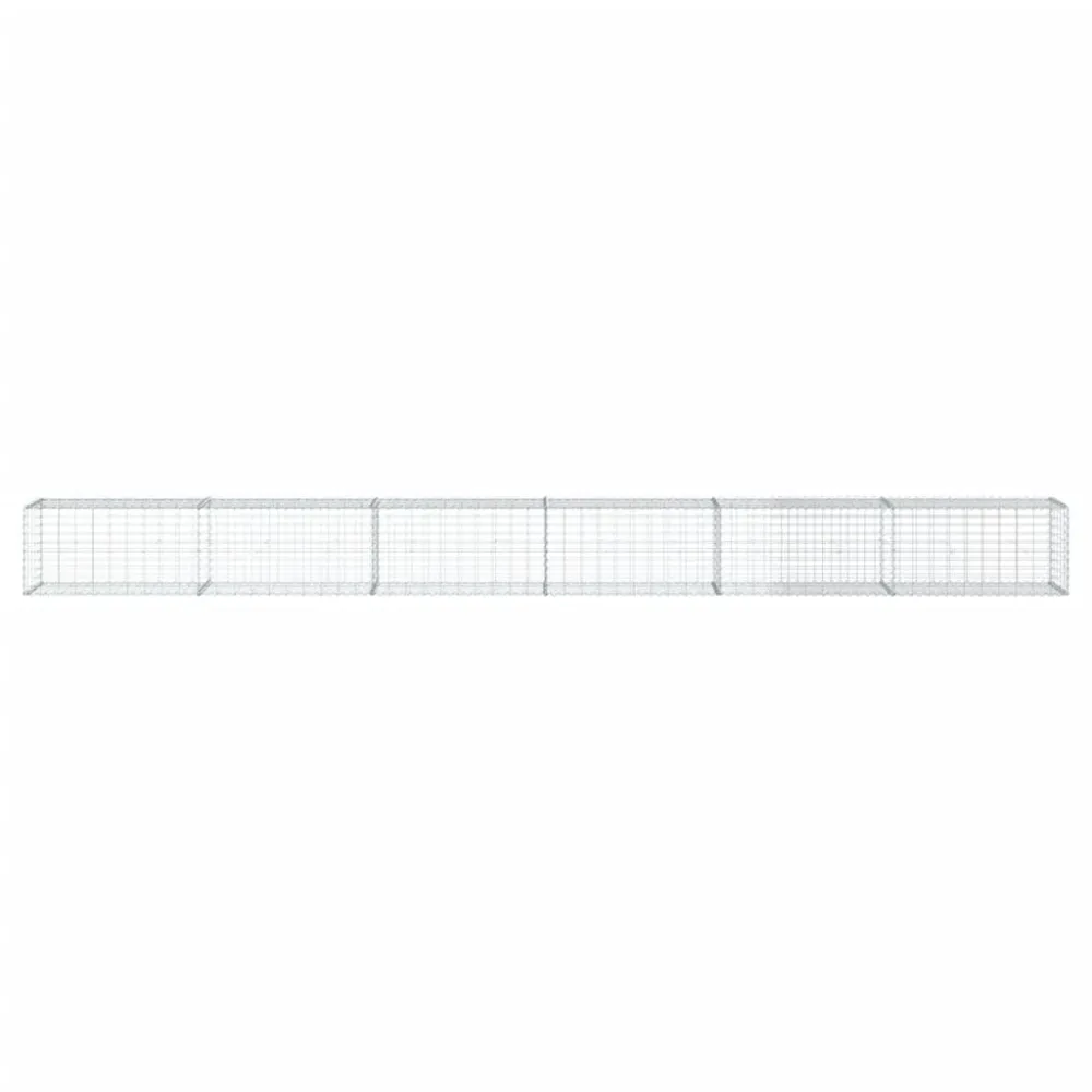Coș gabion cu capac, argintiu, 600x50x50 cm, fier galvanizat