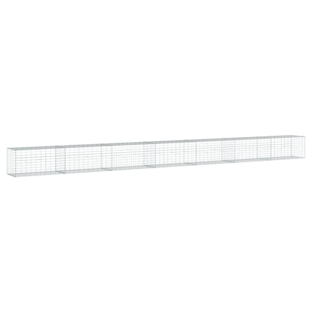 Coș gabion cu capac, argintiu, 700x50x50 cm, fier galvanizat