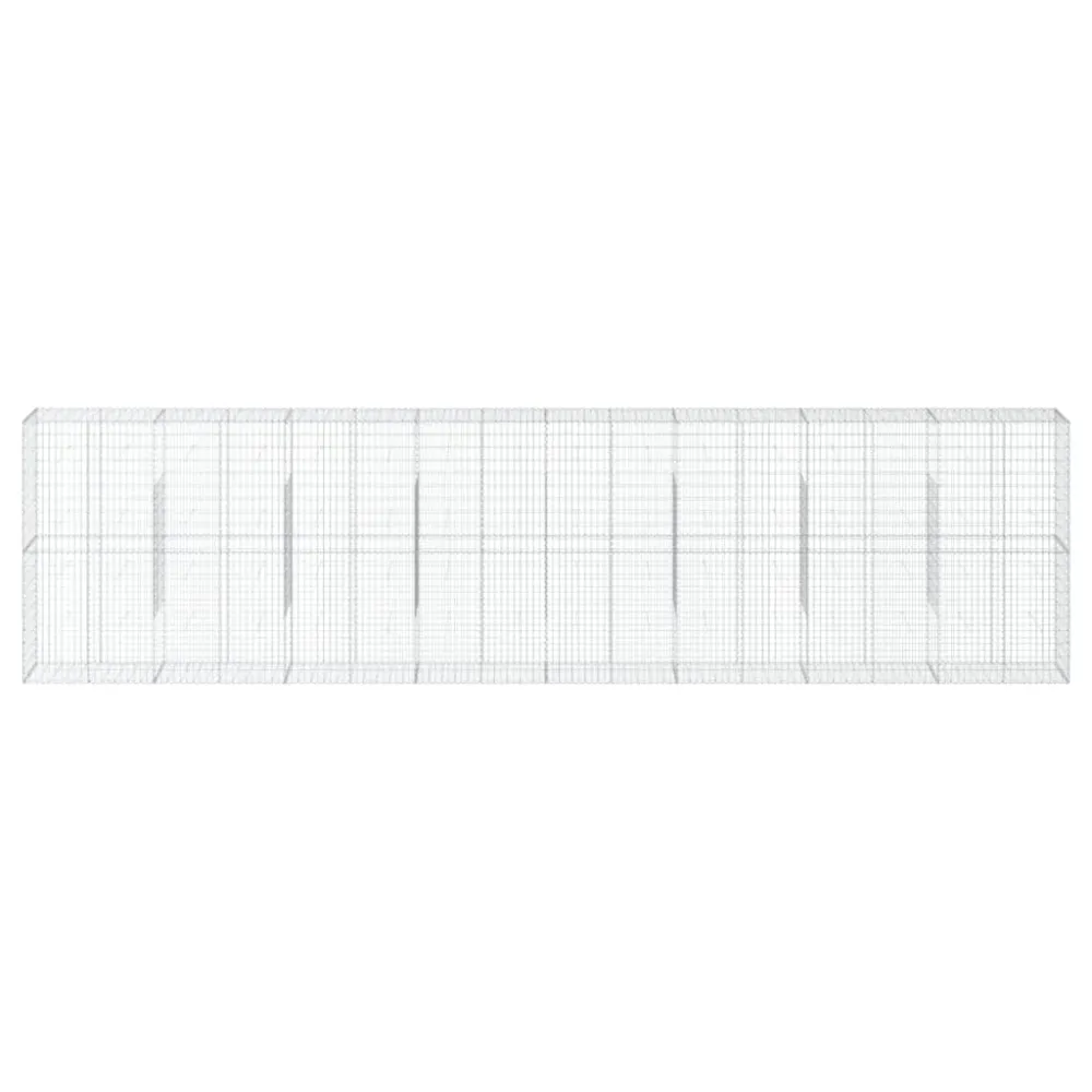 Coș gabion cu capac, argintiu, 800x50x200 cm, fier galvanizat