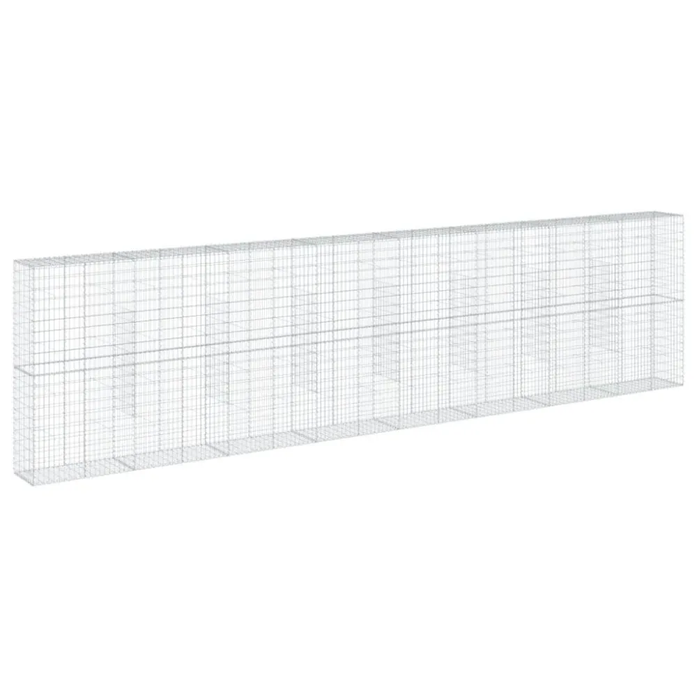 Coș gabion cu capac, argintiu, 800x50x200 cm, fier galvanizat