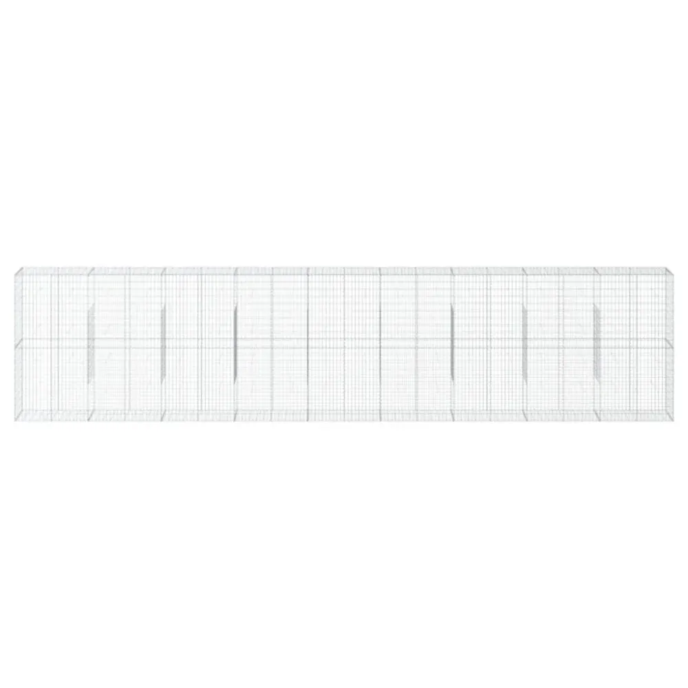 Coș gabion cu capac, argintiu, 900x50x200 cm, fier galvanizat