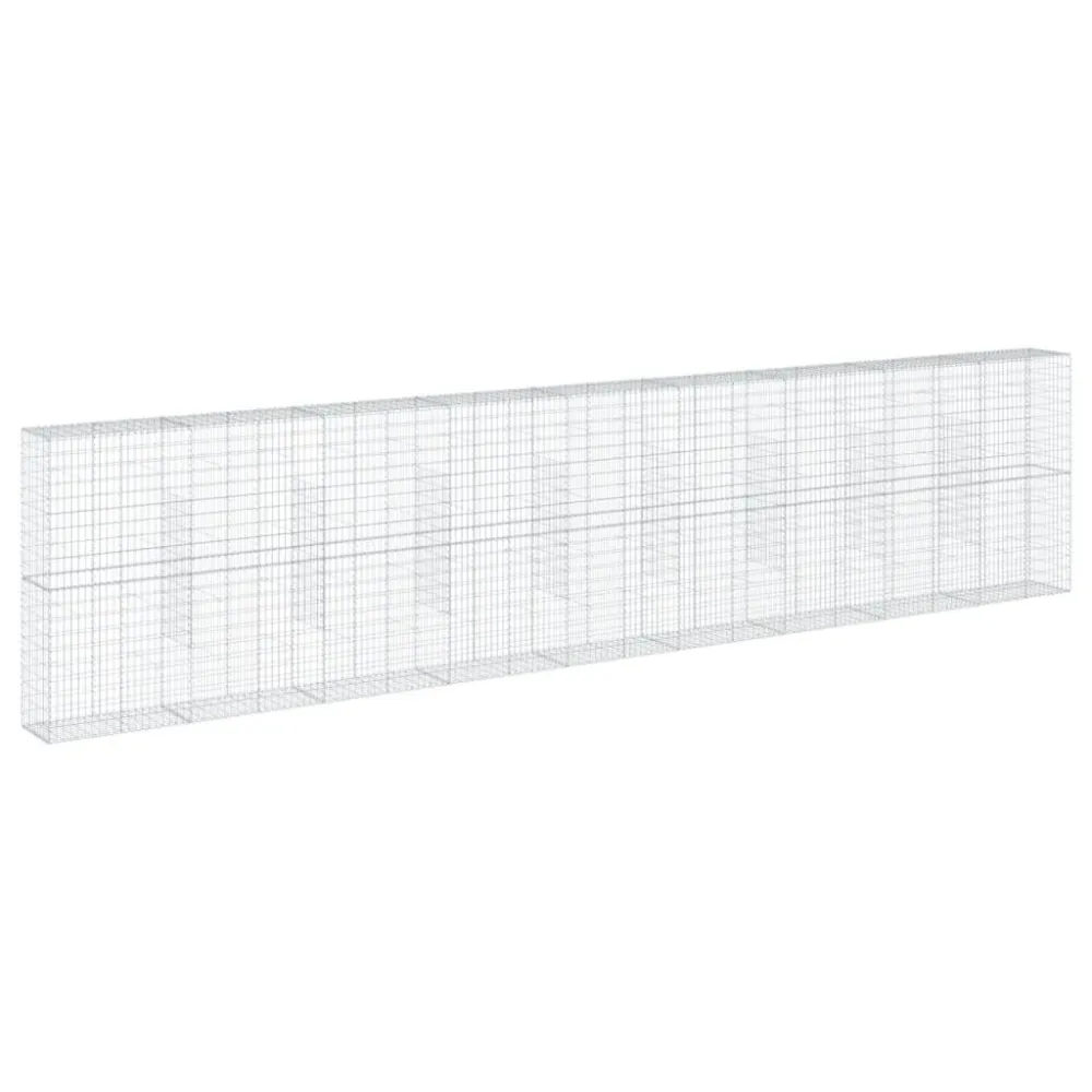 Coș gabion cu capac, argintiu, 900x50x200 cm, fier galvanizat