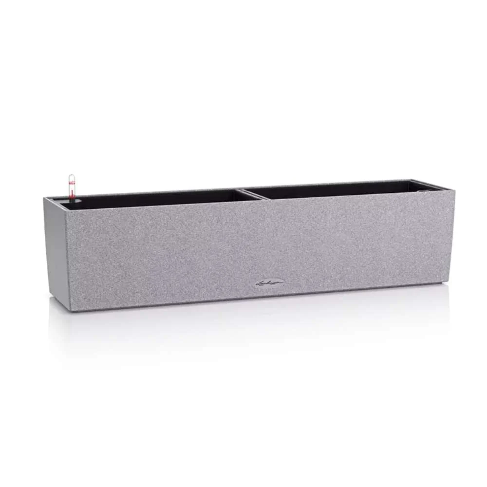 Ghiveci Auto-Irigant Lechuza Balconera Stone 80, 12 l, cu efect de piatra gri, sistem de autoirigare, insert detasabil, st...