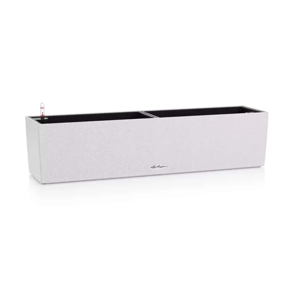 Ghiveci Auto-Irigant Lechuza Balconera Stone 80, 12 l, cu efect de piatra alba, sistem de autoirigare, insert detasabil, s...