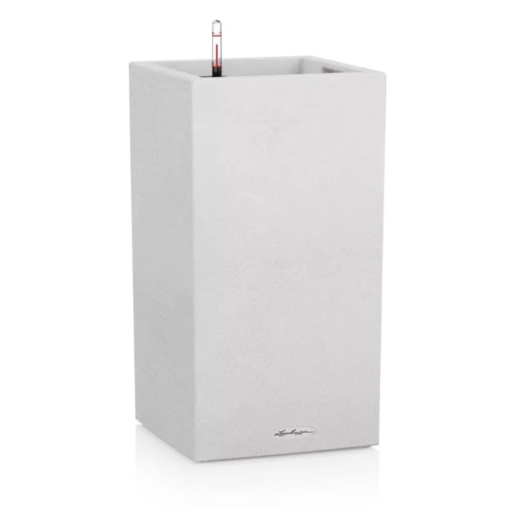Ghiveci Auto-Irigant Lechuza Canto Stone High 30, 12 l, efect piatra alba, sistem de autoirigare, insert detasabil, strat...