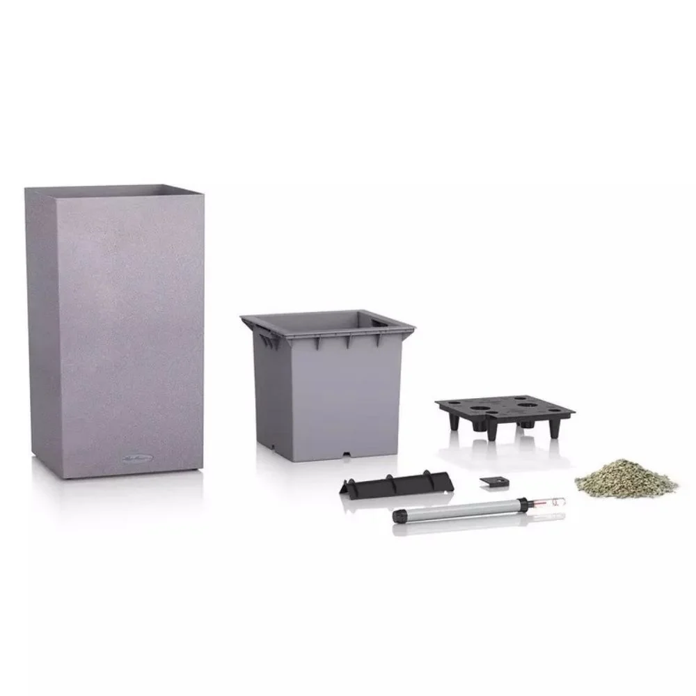 Ghiveci Auto-Irigant Lechuza Canto Stone High 30, 12 l, efect piatra alba, sistem de autoirigare, insert detasabil, strat...