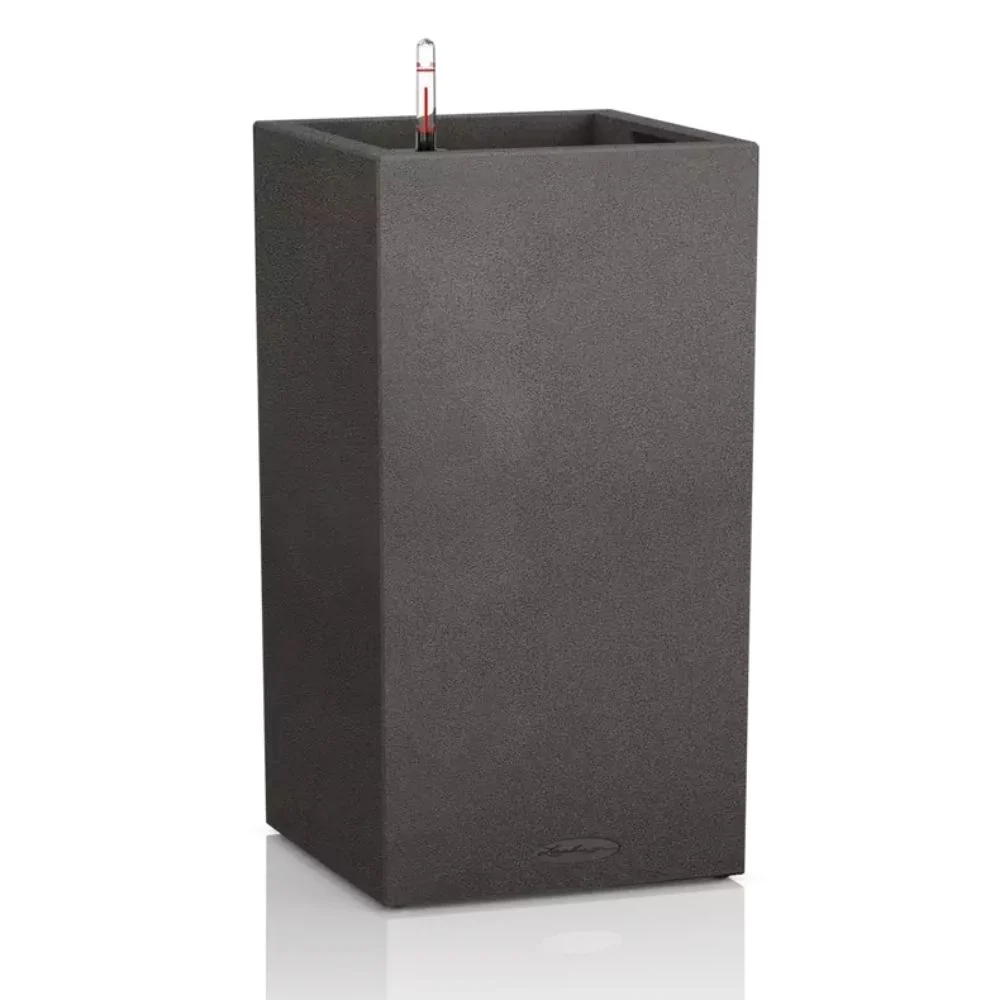 Ghiveci Auto-Irigant Lechuza Canto Stone High 30, 12 l, efect piatra neagra, sistem de autoirigare, insert detasabil, stra...