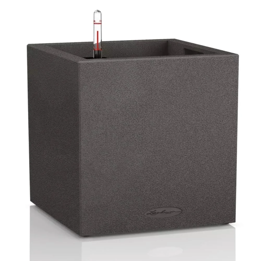 Ghiveci Auto-Irigant Lechuza Canto Stone Low 30, 12 l, efect piatra negra, sistem de autoirigare, insert detasabil, strat...