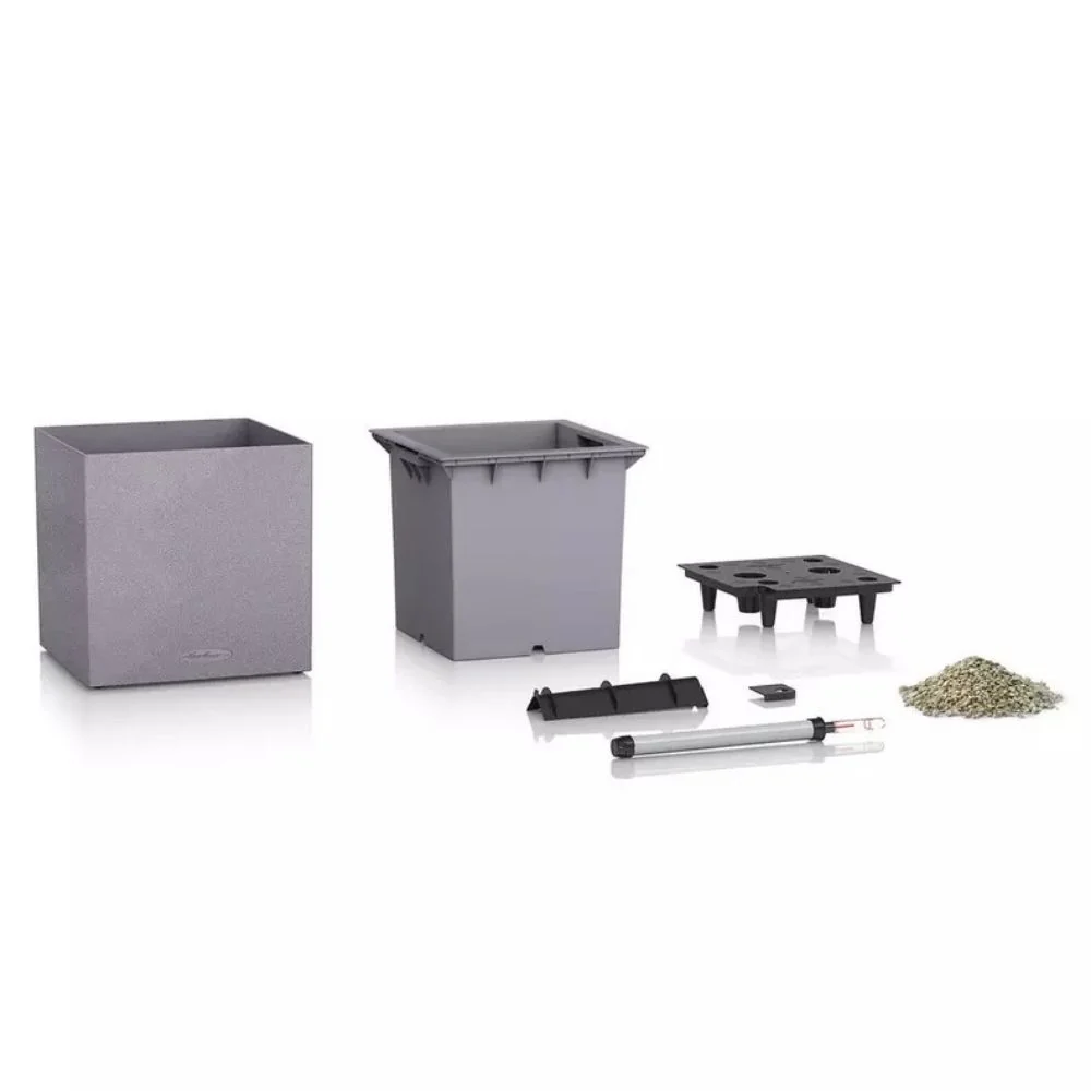 Ghiveci Auto-Irigant Lechuza Canto Stone Low 30, 12 l, efect piatra negra, sistem de autoirigare, insert detasabil, strat...