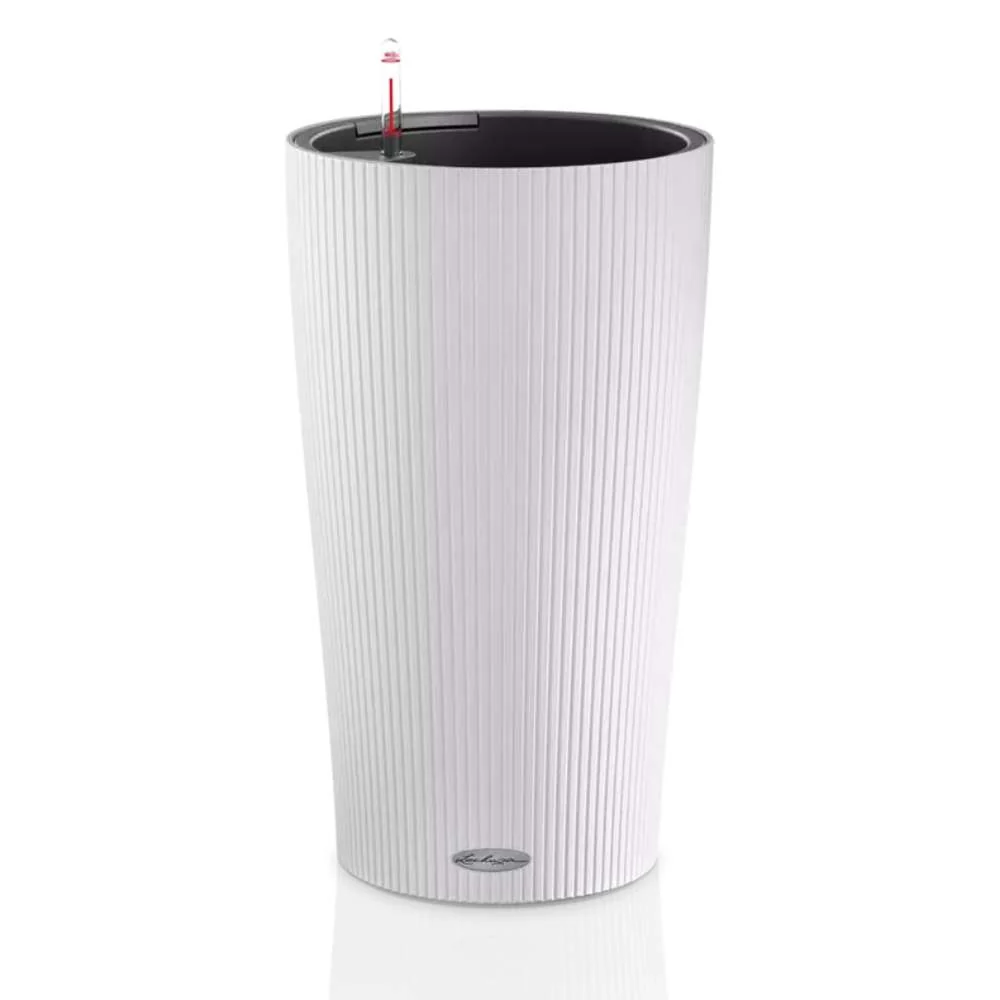 Ghiveci Auto-Irigant Lechuza Cilindro Color 32, 13 l, alb mat, sistem de autoirigare, insert detasabil, strat de drenaj