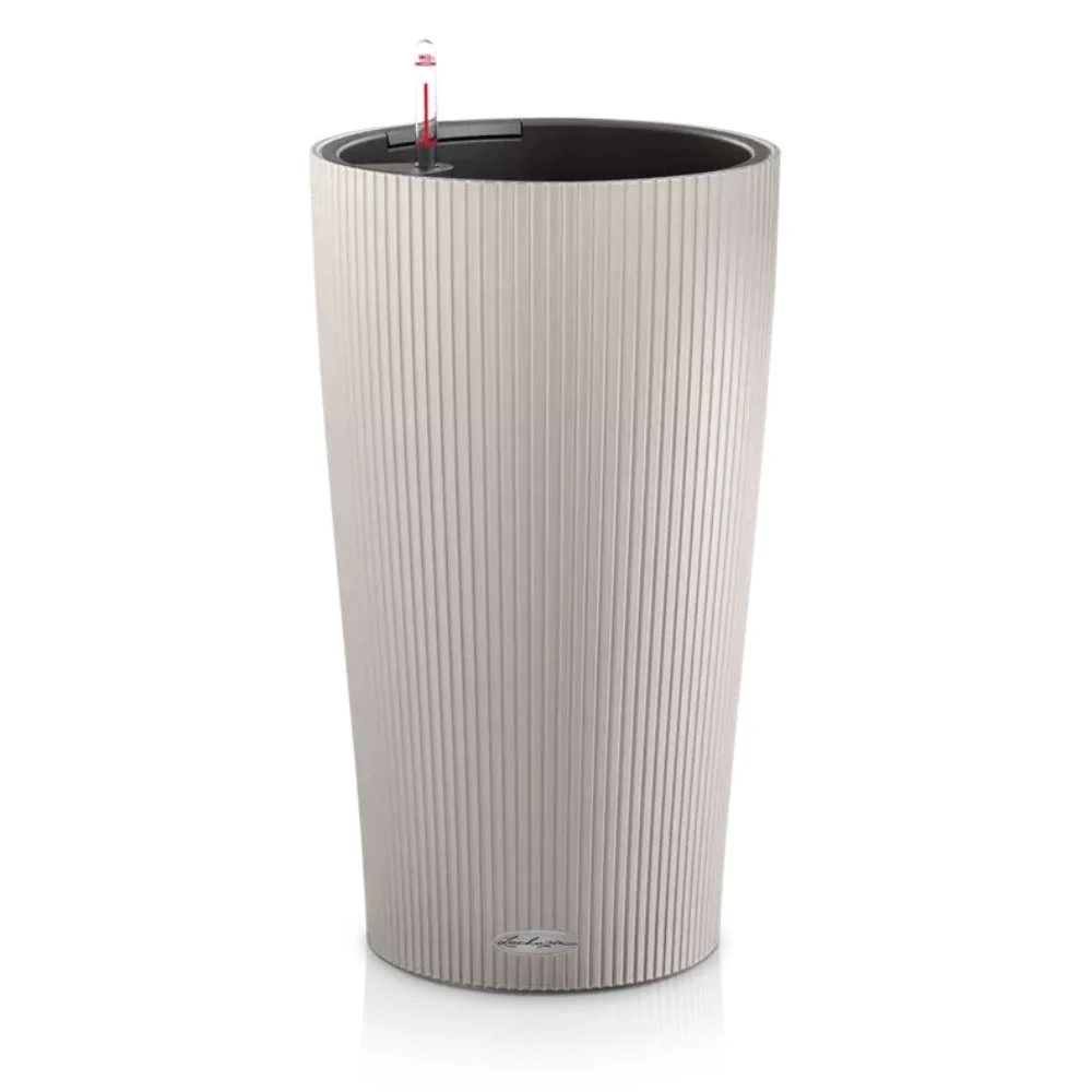 Ghiveci Auto-Irigant Lechuza Cilindro Color 32, 13 l, bej mat, sistem de autoirigare, insert detasabil, strat de drenaj