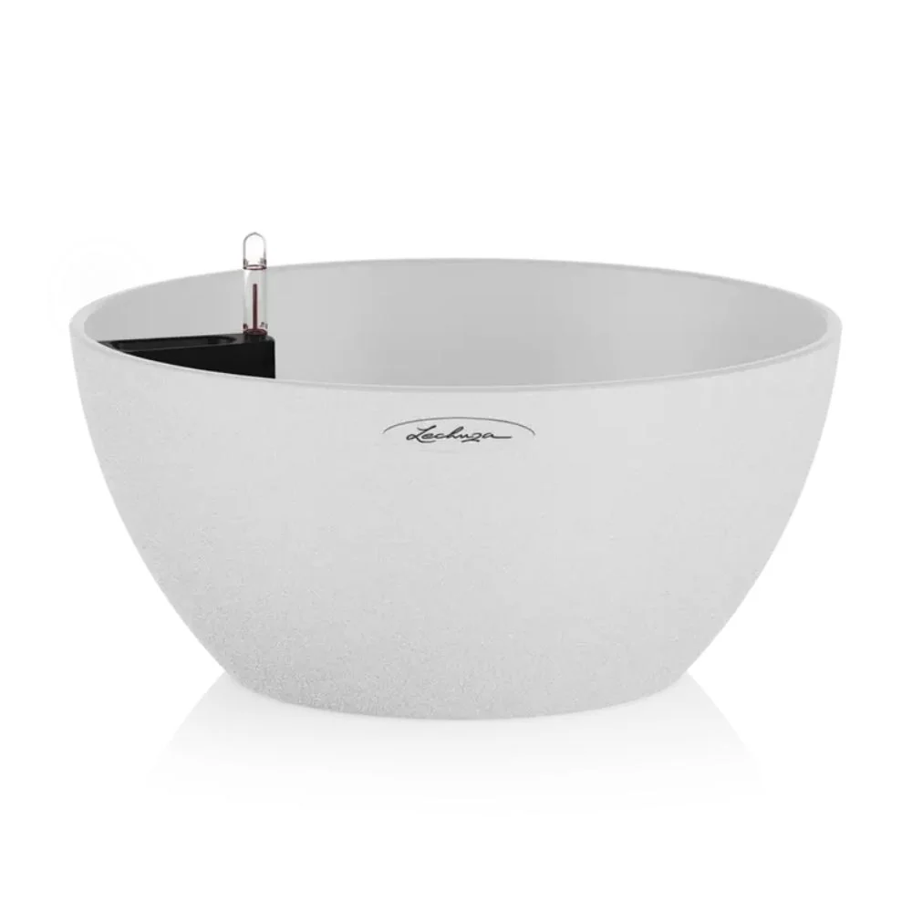 Ghiveci Auto-Irigant Lechuza Cubeto Stone 40 11,5 l, efect piatra alba, sistem de autoirigare, insert detasabil, strat de...