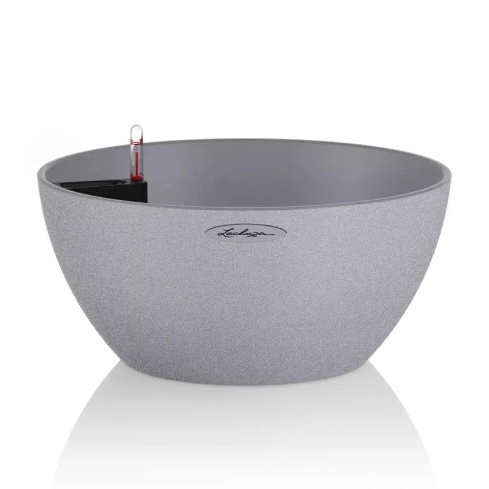 Ghiveci Auto-Irigant Lechuza Cubeto Stone 30 4,5 l, efect piatra gri, sistem de autoirigare, insert detasabil, strat de dr...