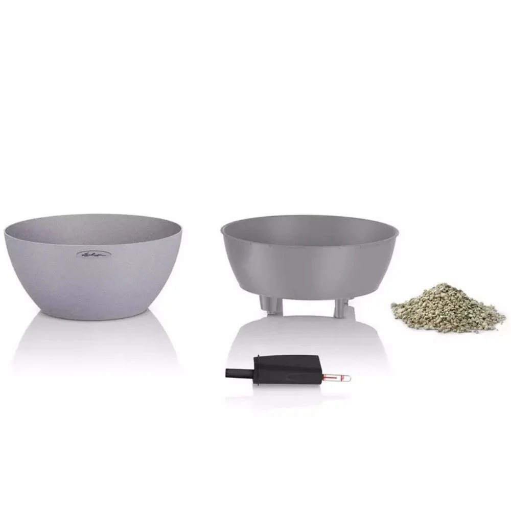 Ghiveci Auto-Irigant Lechuza Cubeto Stone 30 4,5 l, efect piatra gri, sistem de autoirigare, insert detasabil, strat de dr...