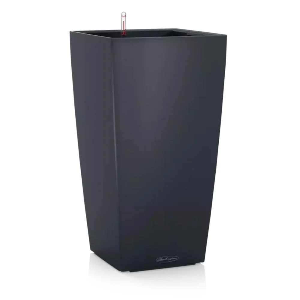 Ghiveci Auto-Irigant Lechuza Cubico Color 22, 6 l, negru mat, sistem de autoirigare, insert detasabil, strat de drenaj