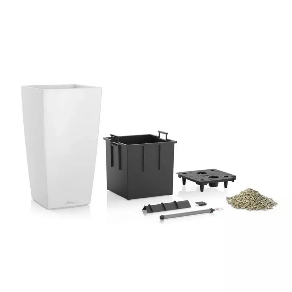 Ghiveci Auto-Irigant Lechuza Cubico Color 22, 6 l, negru mat, sistem de autoirigare, insert detasabil, strat de drenaj