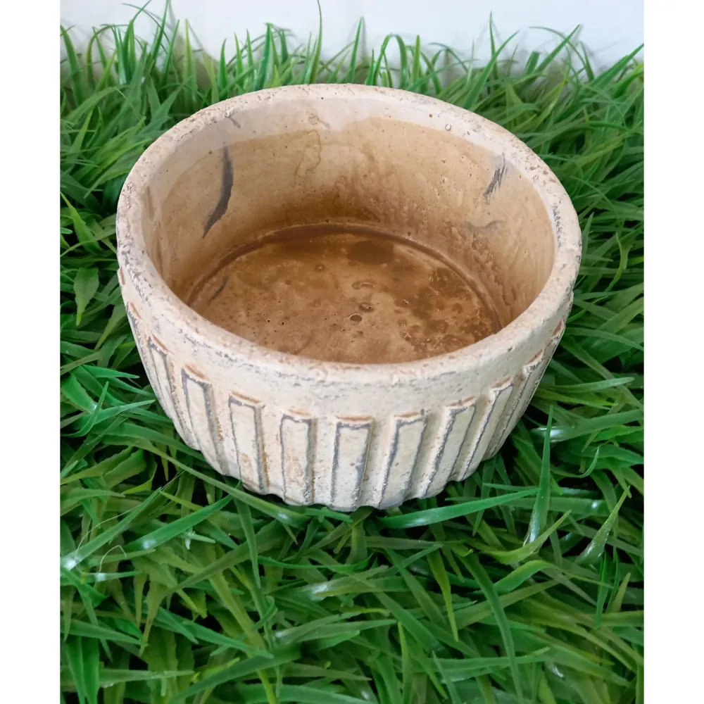 Ghiveci decor, Piatra, Model cu dungi, 600 ml, 14.5x7 cm