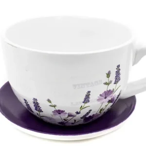 Ghiveci Din Ceramica Forma De Ceasca Cu Farfurie