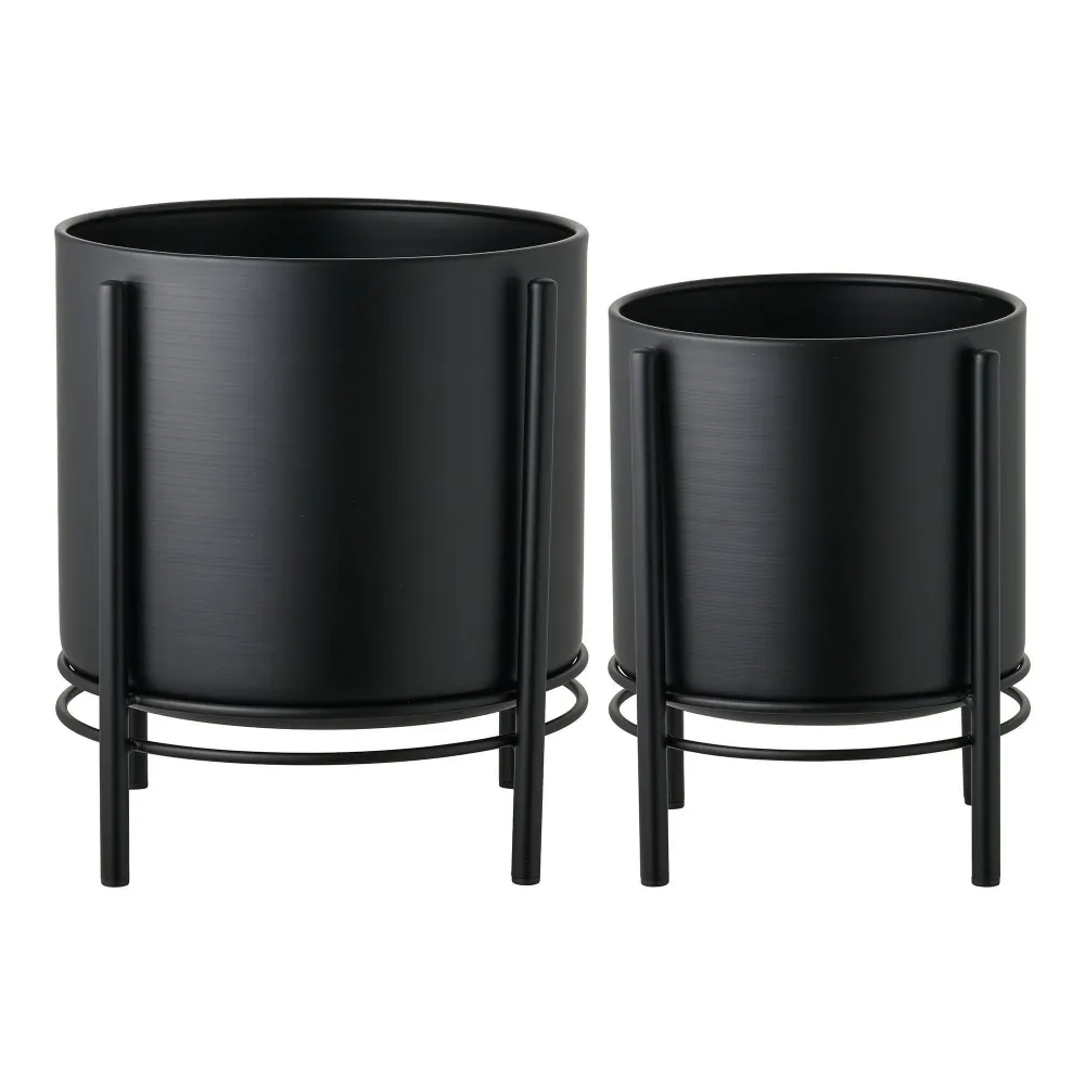 Ghiveci din otel negru, set de 2