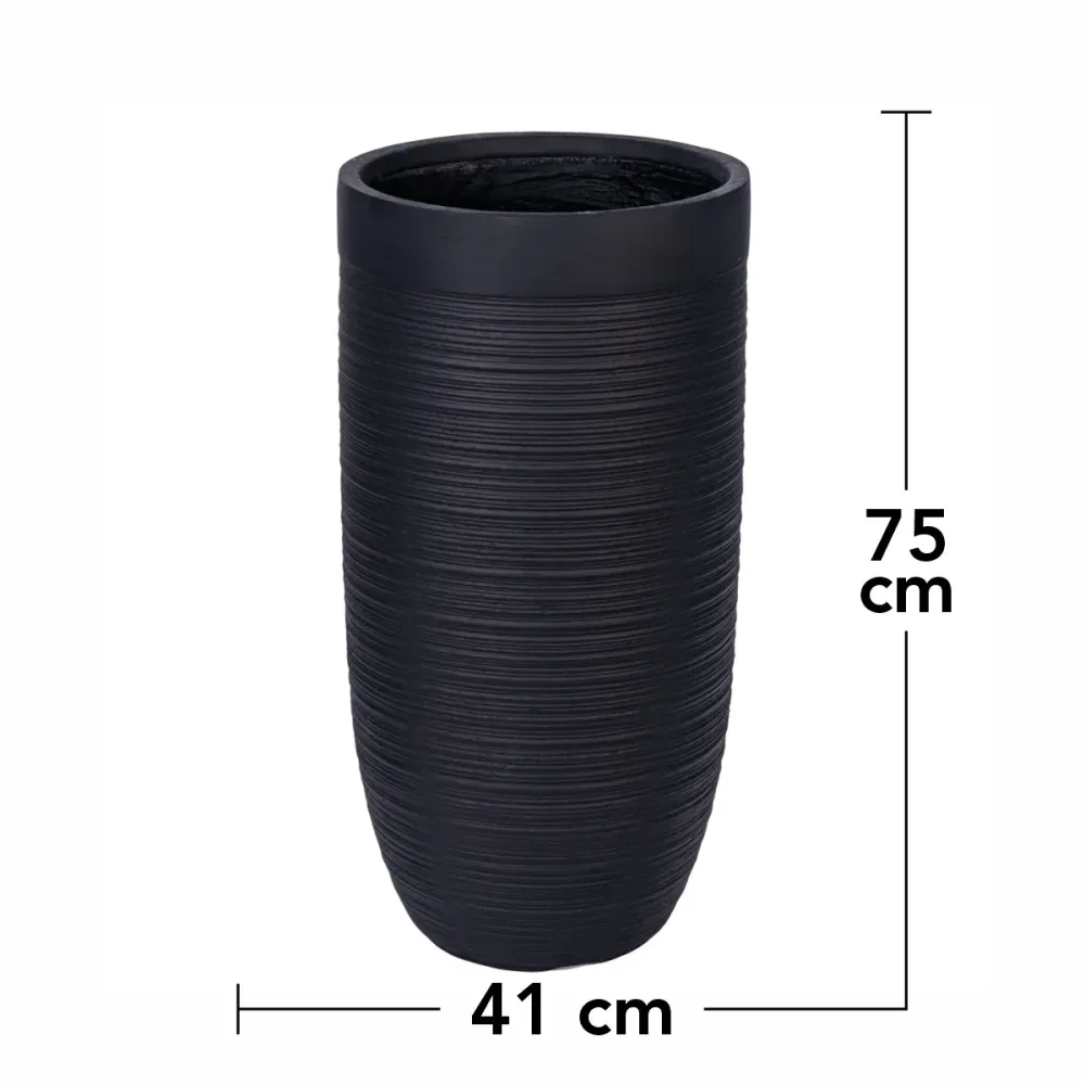 Ghiveci ecologic, Eco-friendly, Naimeed D6339, Mare, din materiale minerale, Negru, 75X41x41cm