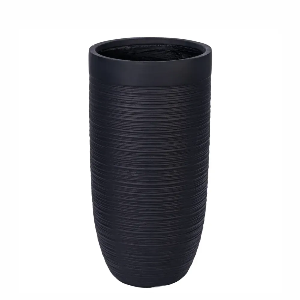 Ghiveci ecologic, Eco-friendly, Naimeed D6339, Mediu, din materiale minerale, Negru, 65x35x35cm