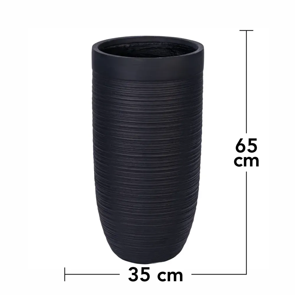 Ghiveci ecologic, Eco-friendly, Naimeed D6339, Mediu, din materiale minerale, Negru, 65x35x35cm