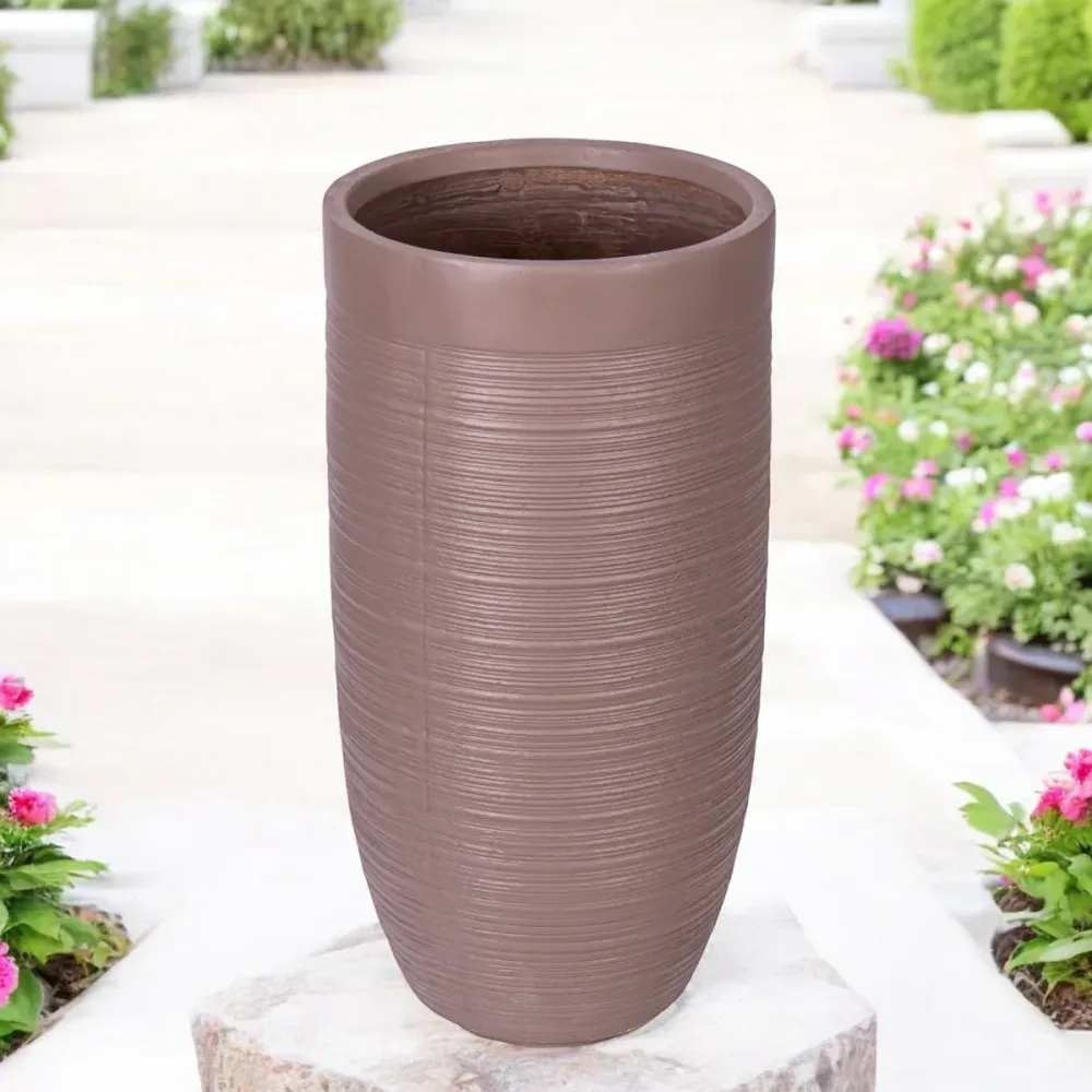 Ghiveci ecologic, Eco-friendly, Naimeed D6340, Mic, din materiale minerale, Maro, 68x30x30cm