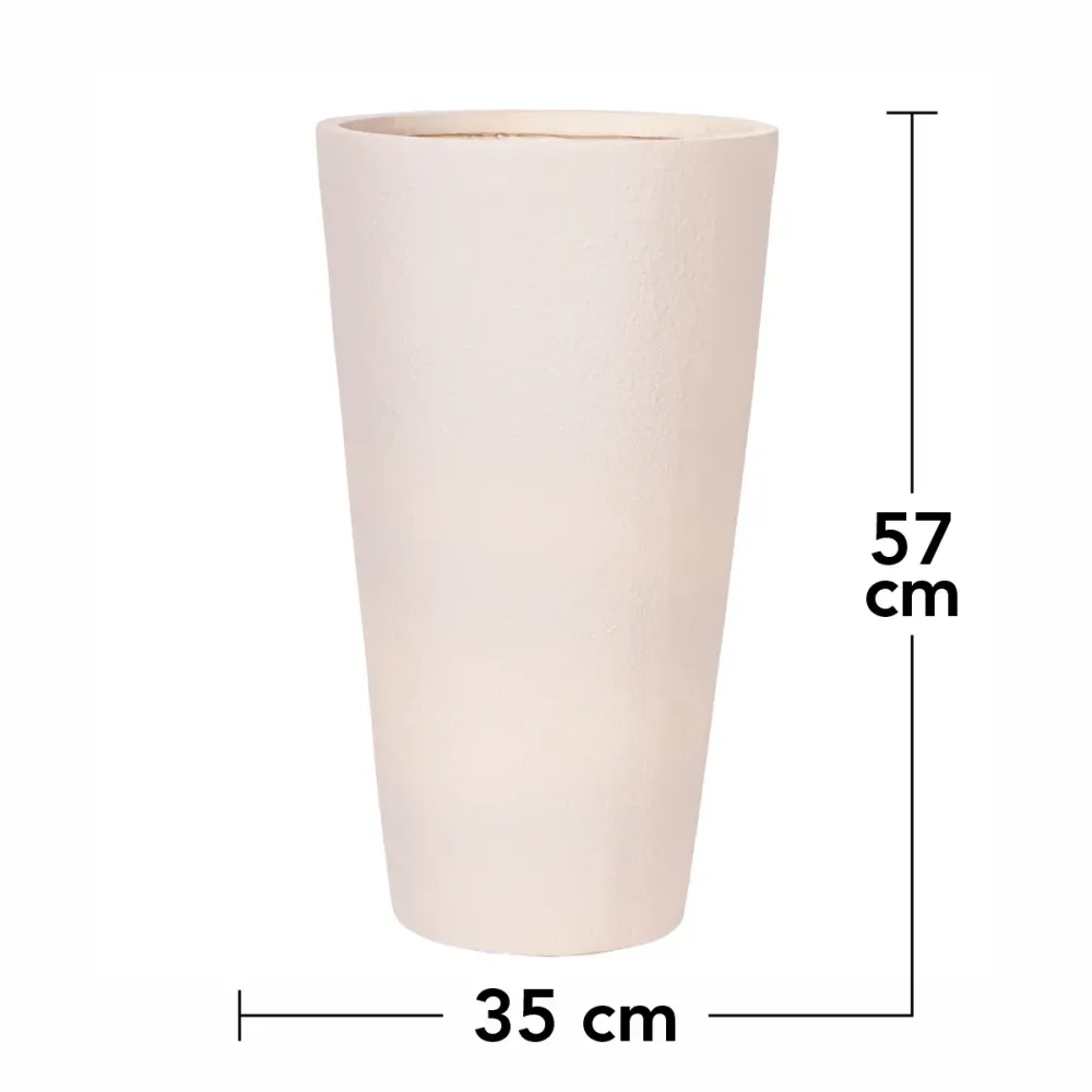 Ghiveci ecologic, Eco-friendly, Naimeed D6342, Mediu, din materiale minerale, Crem, 65x35x35cm