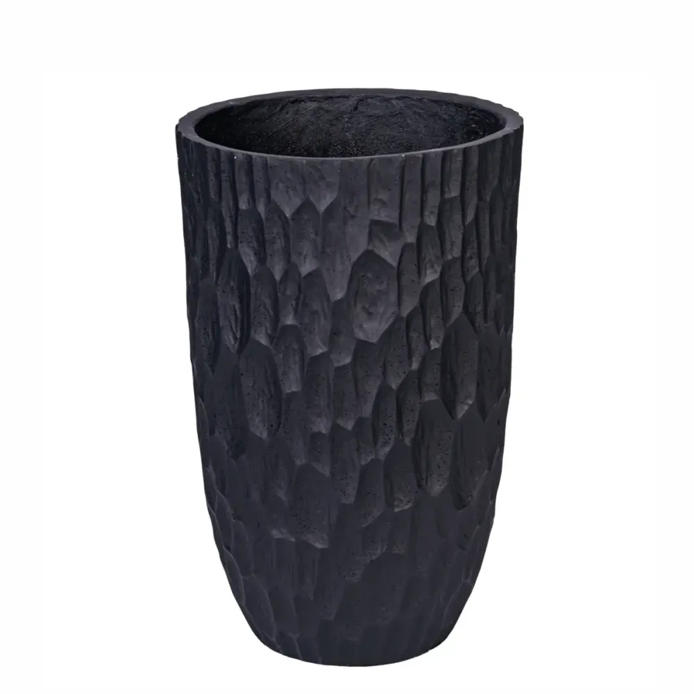 Ghiveci ecologic, Eco-friendly, Naimeed D6343, Mic, din materiale minerale, Negru, 48x30x30cm