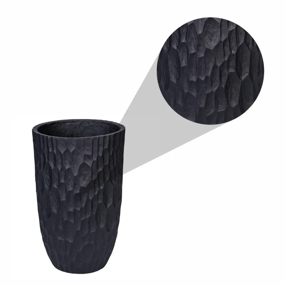 Ghiveci ecologic, Eco-friendly, Naimeed D6343, Mic, din materiale minerale, Negru, 48x30x30cm