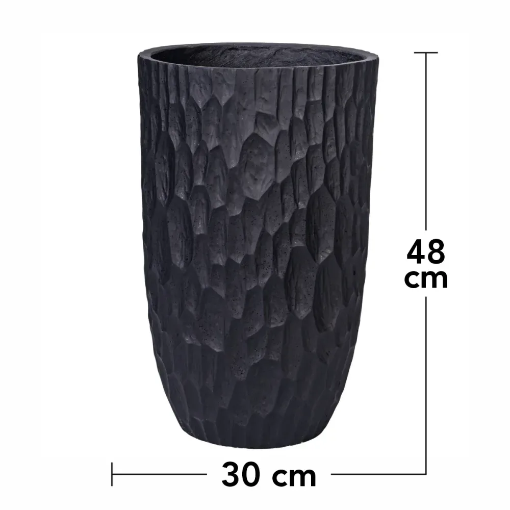 Ghiveci ecologic, Eco-friendly, Naimeed D6343, Mic, din materiale minerale, Negru, 48x30x30cm