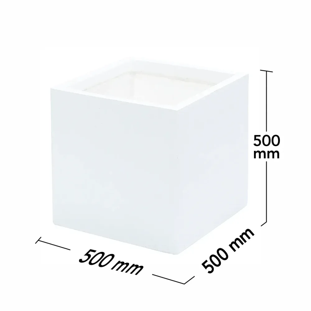 Ghiveci ecologic, Eco-friendly, Naimeed D6346, Mare, din materiale minerale, Alb, 50x50x50cm