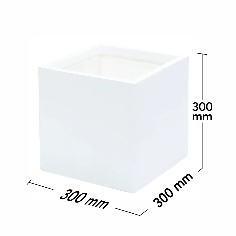 Ghiveci ecologic, Eco-friendly, Naimeed D6346, Mic, din materiale minerale, Alb, 30x30x30cm