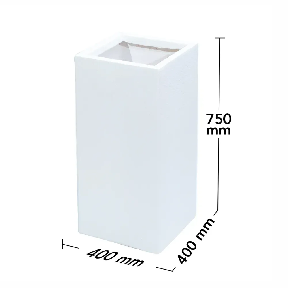 Ghiveci ecologic, Eco-friendly, Naimeed D6350, Mare, din materiale minerale, Alb, 75x40x40cm