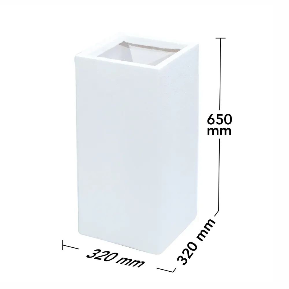 Ghiveci ecologic, Eco-friendly, Naimeed D6350, Mediu, din materiale minerale, Alb, 65x32x32cm