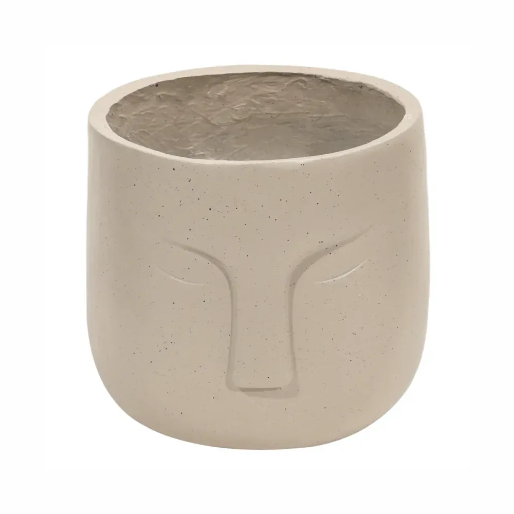 Ghiveci ecologic, Eco-friendly, Naimeed D6353, Mic, din materiale minerale, Crem, 28x25x25cm