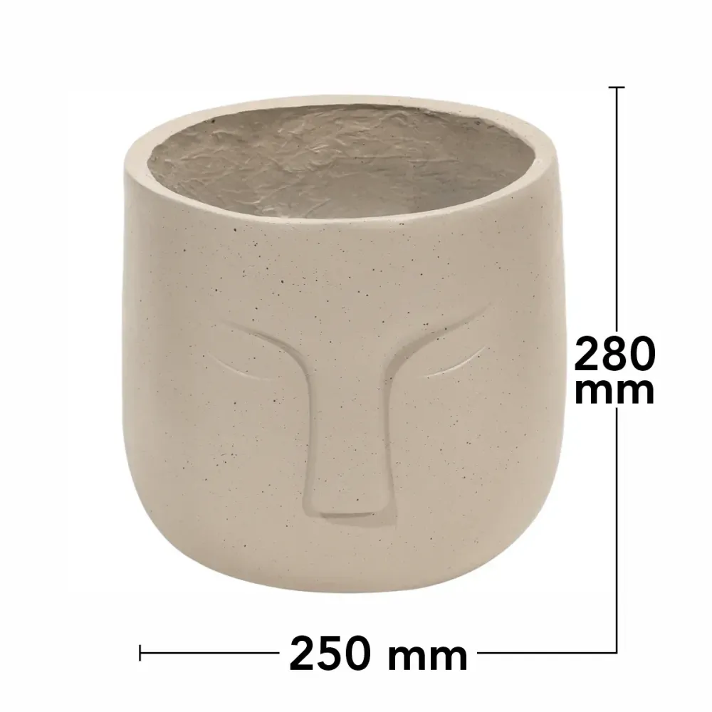 Ghiveci ecologic, Eco-friendly, Naimeed D6353, Mic, din materiale minerale, Crem, 28x25x25cm