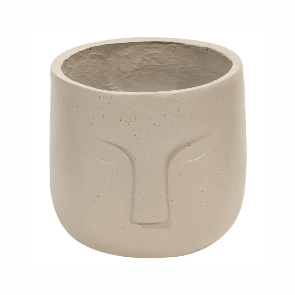 Ghiveci ecologic, Eco-friendly, Naimeed D6353, Mic, din materiale minerale, Crem, 28x25x25cm