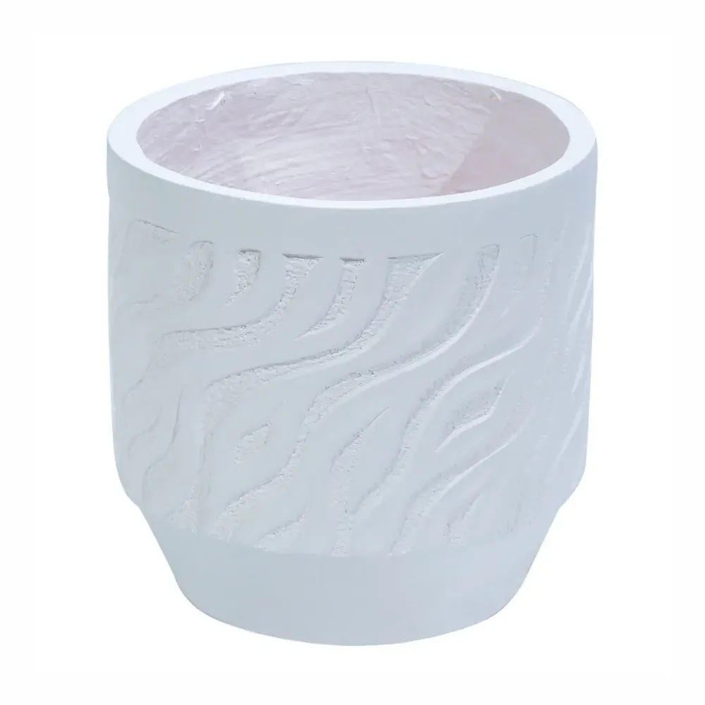 Ghiveci ecologic, Eco-friendly, Naimeed D6360, Mediu, din materiale minerale, Alb, 34x32x32cm