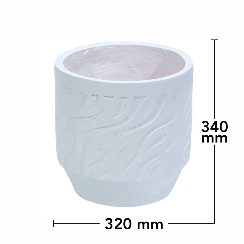 Ghiveci ecologic, Eco-friendly, Naimeed D6360, Mediu, din materiale minerale, Alb, 34x32x32cm