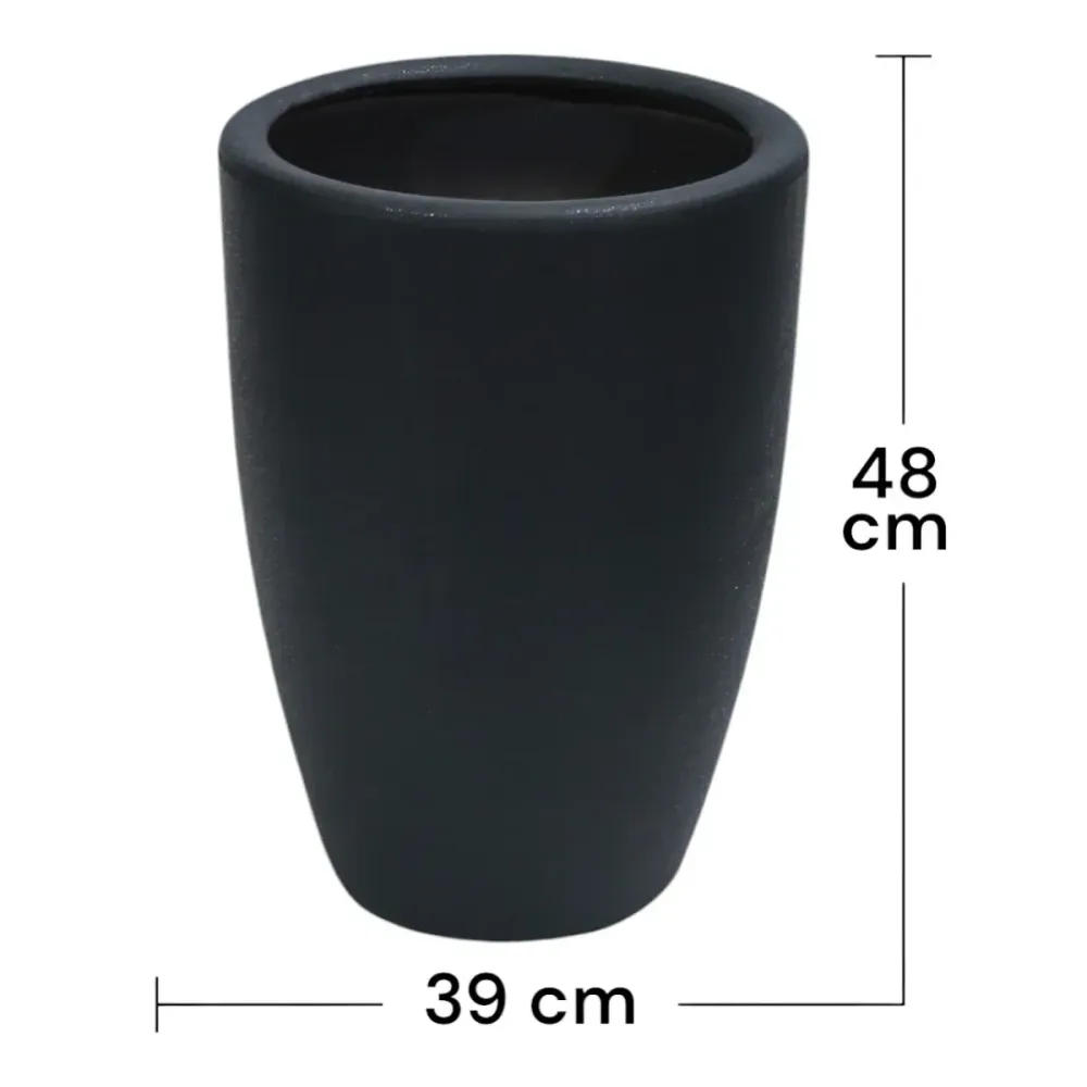 Ghiveci ecologic, Eco-friendly, Naimeed D6363, Mare, din materiale minerale, Negru, 48x39x39cm