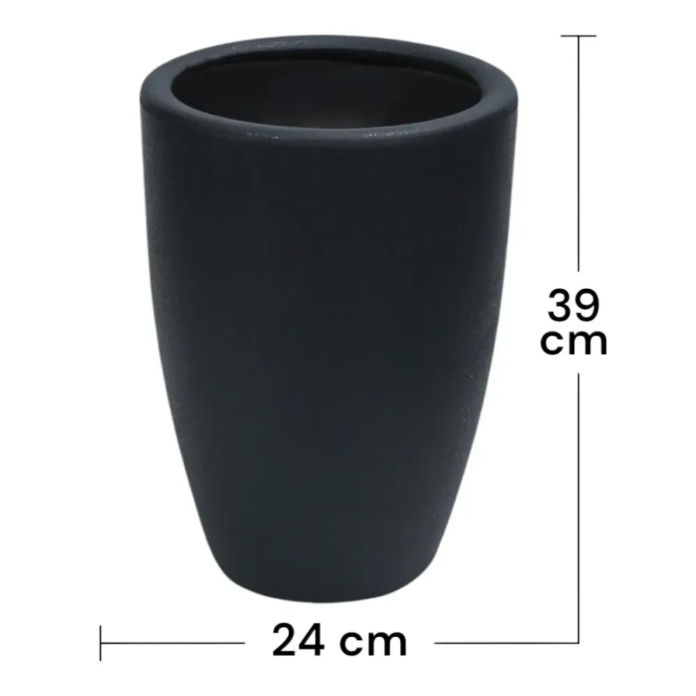 Ghiveci ecologic, Eco-friendly, Naimeed D6363, Mic, din materiale minerale, Negru, 39x24x24cm