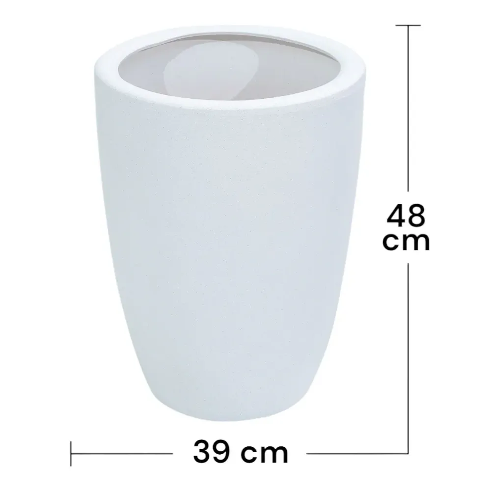 Ghiveci ecologic, Eco-friendly, Naimeed D6364, Mare, din materiale minerale, Alb, 48x39x39cm