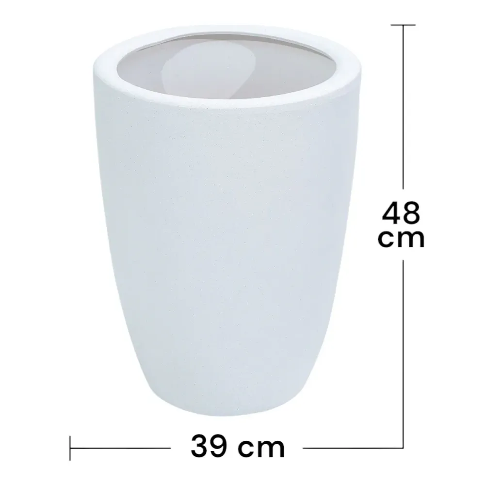 Ghiveci ecologic, Eco-friendly, Naimeed D6364, Mare, din materiale minerale, Alb, 48x39x39cm
