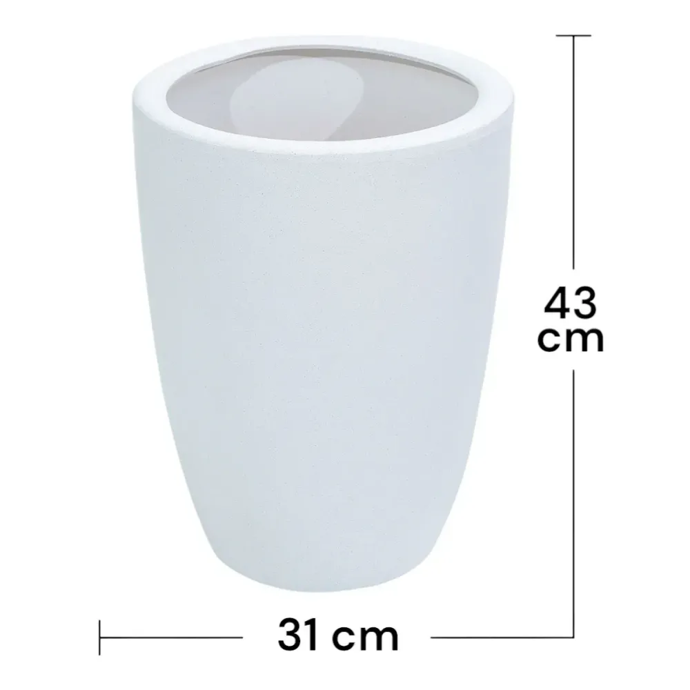 Ghiveci ecologic, Eco-friendly, Naimeed D6364, Mediu, din materiale minerale, Alb, 43x31x31cm