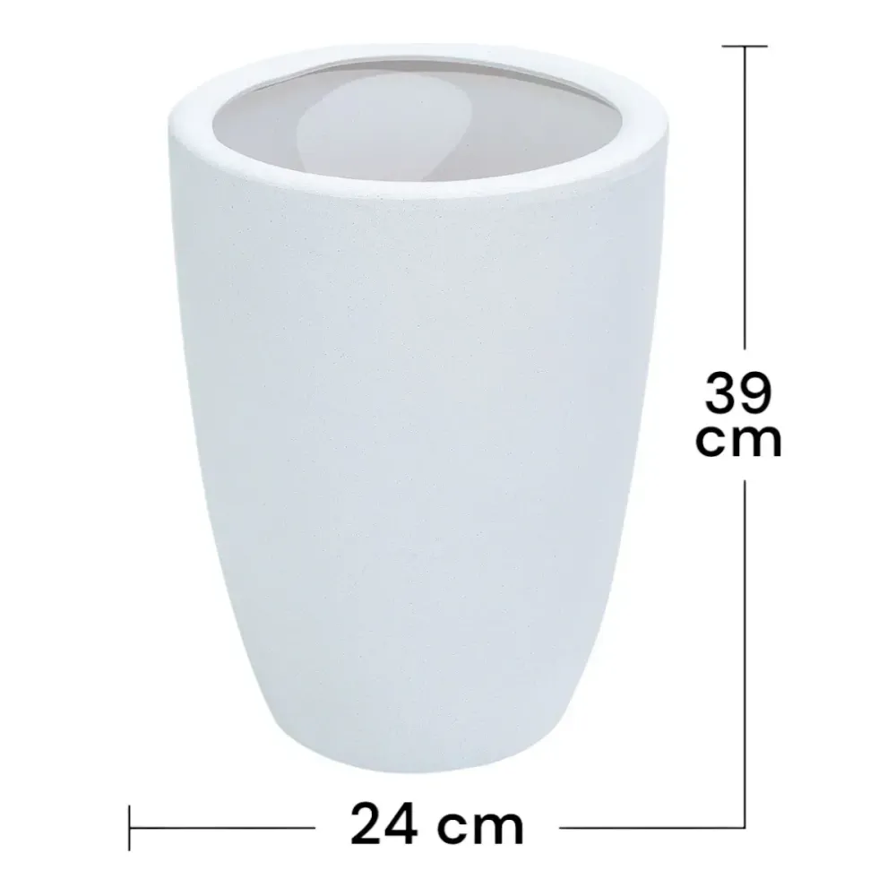 Ghiveci ecologic, Eco-friendly, Naimeed D6364, Mic, din materiale minerale, Alb, 39x24x24cm