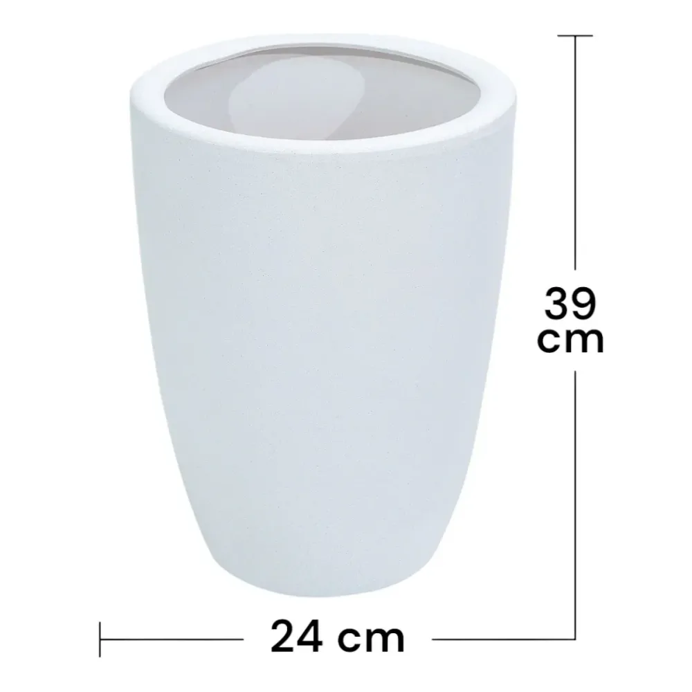 Ghiveci ecologic, Eco-friendly, Naimeed D6364, Mic, din materiale minerale, Alb, 39x24x24cm