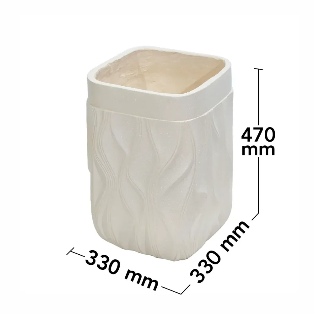 Ghiveci ecologic, Eco-friendly, Naimeed D6369, Mare, din materiale minerale, Crem, 47x33x33cm
