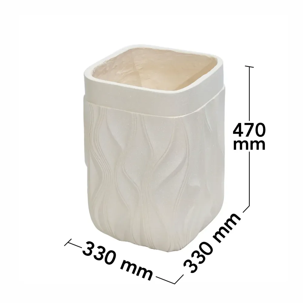 Ghiveci ecologic, Eco-friendly, Naimeed D6369, Mare, din materiale minerale, Crem, 47x33x33cm