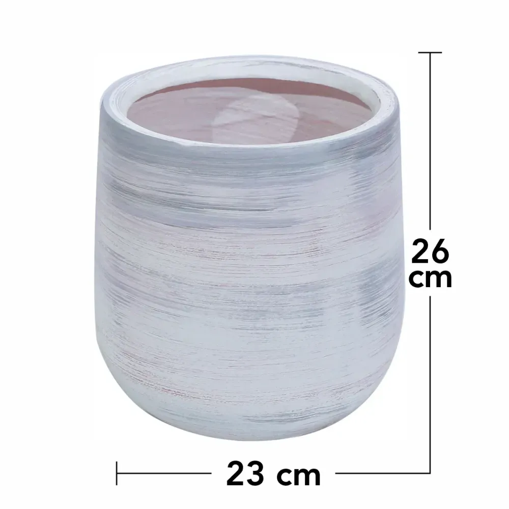Ghiveci ecologic, Eco-friendly, Naimeed D6378, Mic, din materiale minerale, Gri, 26x23x23cm